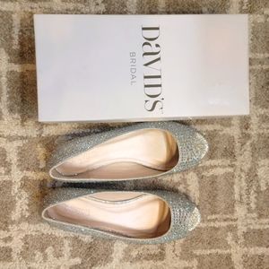 David Bridal Sparkly Open Toe Flats